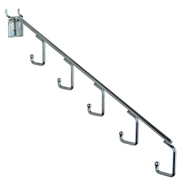 Five Hook Chrome Waterfall Hook Silver 15" L and Hooks 0.25" Dia., PK10